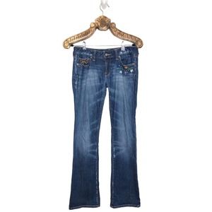 Lucky Brand Low Rise Boot Cut Jeans Embroidered Floral 6